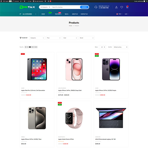 Shop Full Layout - DigiTax | Multipurpose Woocommerce Wordpress Theme| WPThemeGo