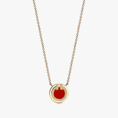 Round Gold Necklace With Ruby