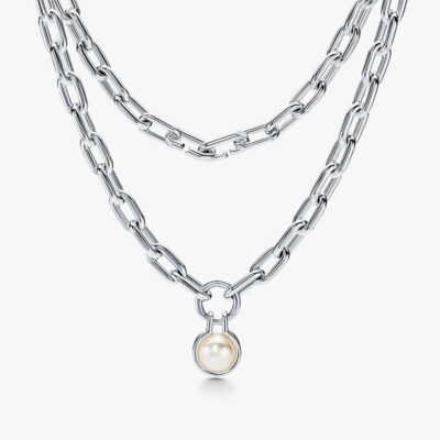 Titanium Necklace With Pearl Pendant