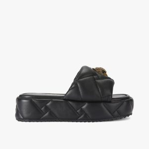 Embroidered Square Leather Slippers