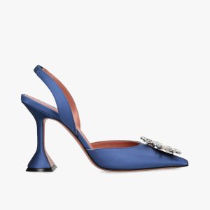 Silk High Heels with Rhinestones