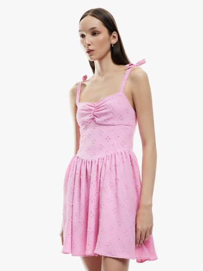 Flared Skirt Rib Knit Mini Dress