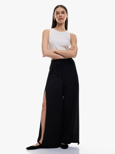 Wide Leg Pants With Slit