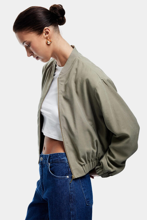 Crew Neck Bomber Jacket