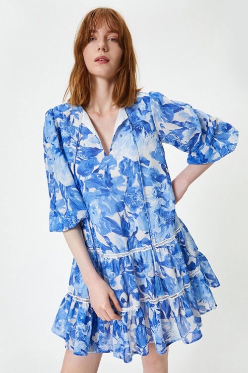 Floral Flared Sleeve Mini Dress