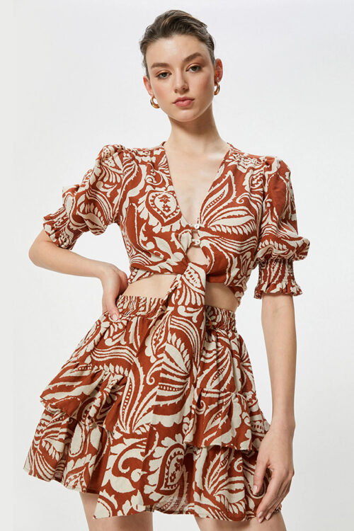 Linen Blend Puff Sleeve Shir