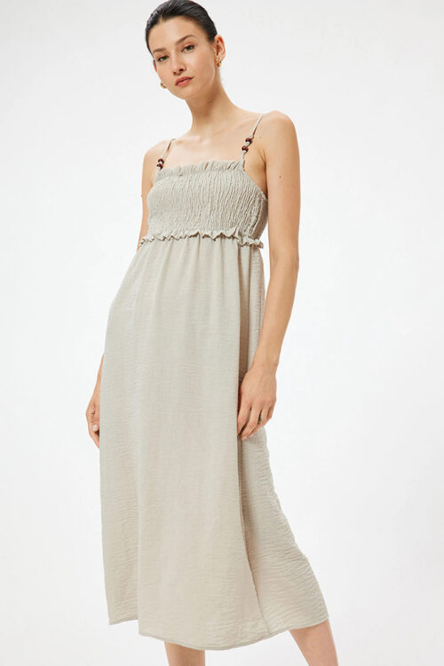 Linen Blend Strapless Dress